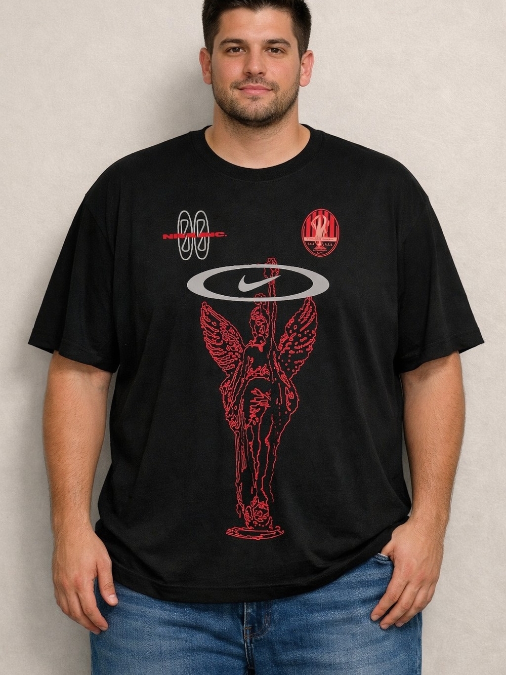 Nike Black Short-Sleeve Tee with Red Graphic